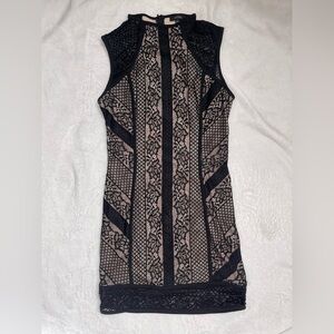 Entry Black and Cream Lace Mini Dress
